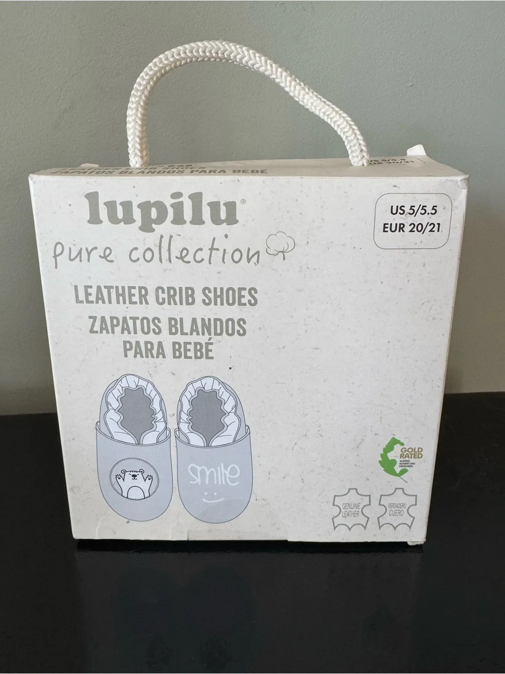 Lupilu Pure Collection Baby LEATHER CRIB SHOES NWT US sz 5/5.5, EUR sz 20/21